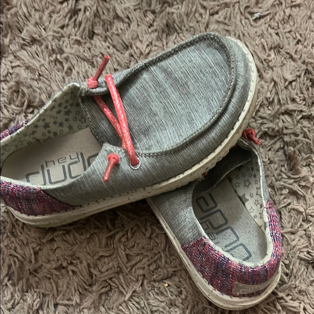 Hey Dude Moccasins Gray and Pink Casual Comfort